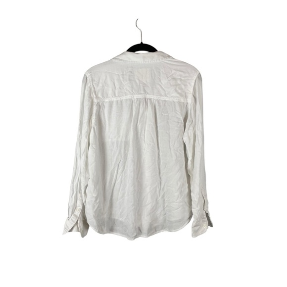 Lucky Brand White Button Front Long Sleeve Shirt Women’s Medium 100% Viscose - Picture 7 of 7